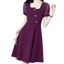 Load image into Gallery viewer, Square Neck Mesh Short Sleeve Dress