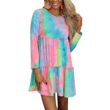 Load image into Gallery viewer, Tie-dye Printed Long-sleeve Panelled Dress