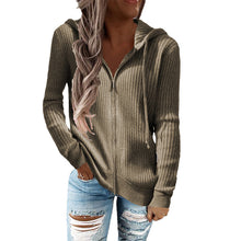 Load image into Gallery viewer, Stripe Casual Women's Hoodies Loose Knitwear Zipper Cardigan