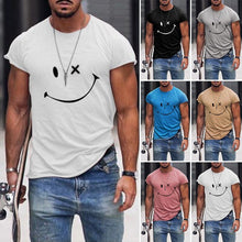 Load image into Gallery viewer, Men's Smile Round Neck Short Sleeve T-shirt