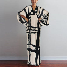 Load image into Gallery viewer, Women's V-Neck Sleeved Printed Dress