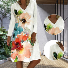 Load image into Gallery viewer, Printed Long Sleeve Crew Neck Dress