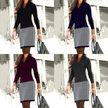 Load image into Gallery viewer, Long Sleeve V-neck Color Block Dress