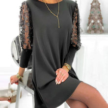 Load image into Gallery viewer, Plain Dress with Round Neck and Puff Sleeves