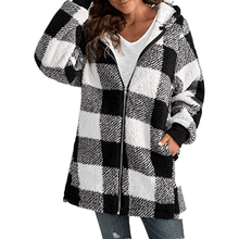 Load image into Gallery viewer, Hoodie Plaid Loose Overcoat