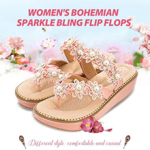 Load image into Gallery viewer, Women's Bohemian Sparkle Bling Flip Flops