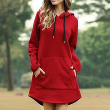 Load image into Gallery viewer, Solid Pocket Long-sleeved Hoody Dress