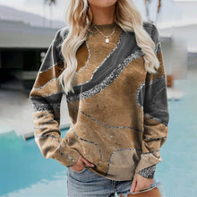 Load image into Gallery viewer, Geometric Loose Print Long Sleeve Crew Neck Sweatshirt