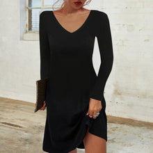 Load image into Gallery viewer, Solid Color Casual Deep V Dress