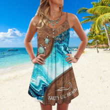 Load image into Gallery viewer, Zipper Print Spaghetti Strap Dress