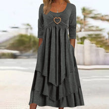 Load image into Gallery viewer, Plain Regular Fit Crew Neck Long Sleeve Casual Midi Dress