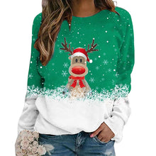 Load image into Gallery viewer, Snowflake Christmas Deer Print Crewneck Sweater