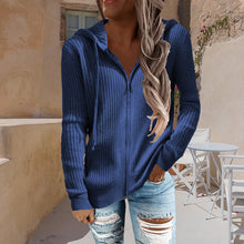 Load image into Gallery viewer, Stripe Casual Women's Hoodies Loose Knitwear Zipper Cardigan