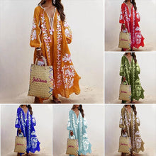 Load image into Gallery viewer, V-Neck Long Sleeve Printed Loose Dress