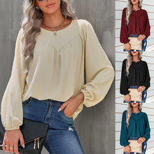 Load image into Gallery viewer, Solid Color Crew Neck Pullover Shirt