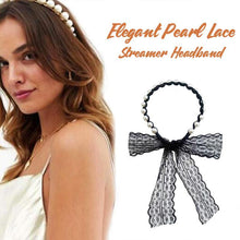Load image into Gallery viewer, Pearl Lace Streamer Headband