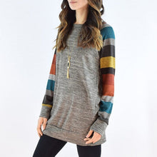 Load image into Gallery viewer, Striped Printed Crew Neck Oversized Sweatshirt