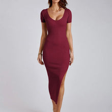 Load image into Gallery viewer, Sexy Crew Neck Tight Slit Long Dress