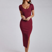 Load image into Gallery viewer, Sexy Crew Neck Tight Slit Long Dress