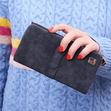 Load image into Gallery viewer, Women Drawstring Nubuck Leather Zipper Two Fold Wallet