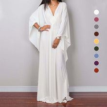 Load image into Gallery viewer, Loose V neck Plus Size Long Solid Color Bikini Cover-Up