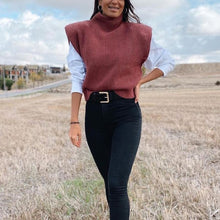 Load image into Gallery viewer, Solid Color Sleeveless Turtleneck Sweater