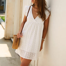 Load image into Gallery viewer, Summer Lace Dress with Ruffled Sleeves