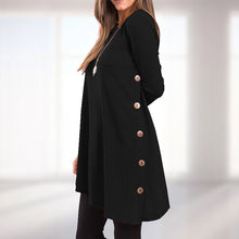 Load image into Gallery viewer, Women's Long Sleeve Scoop Neck Button Side Sweater Tunic Dress