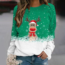 Load image into Gallery viewer, Snowflake Christmas Deer Print Crewneck Sweater