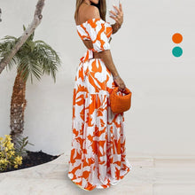 Load image into Gallery viewer, Printed Cutout Lace-Up Dress