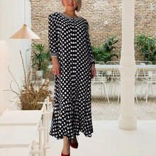 Load image into Gallery viewer, Polka Dot Long Sleeve Long Dress
