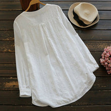 Load image into Gallery viewer, Women's Lace Embroidered Cotton and Linen Long-sleeved Shirt