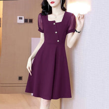 Load image into Gallery viewer, Square Neck Mesh Short Sleeve Dress
