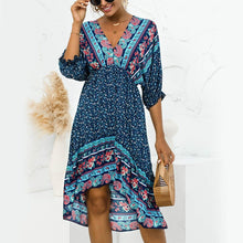 Load image into Gallery viewer, V Neck Open Back Irregular Dress