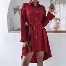 Load image into Gallery viewer, Asymmetric Pleated Casual Shirt Dress
