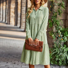 Load image into Gallery viewer, Check Swing Long Sleeve Dress