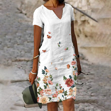 Load image into Gallery viewer, Floral Print Mid-Length V-Neck Dress