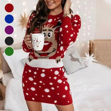 Load image into Gallery viewer, Christmas Print Sweater Dress
