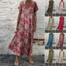 Load image into Gallery viewer, Women's Vintage Short Sleeve Maxi Dress