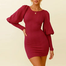 Load image into Gallery viewer, Knitted Long Sleeve Short Dress