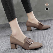 Load image into Gallery viewer, Patent Leather Square Toe Chunky Heel British Shoes