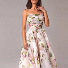 Load image into Gallery viewer, Elegant Print Suspender Dress