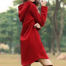 Load image into Gallery viewer, Solid Pocket Long-sleeved Hoody Dress