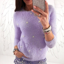 Load image into Gallery viewer, Plush Beaded Long Sleeve Sweater