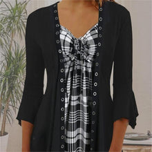 Load image into Gallery viewer, Plaid Patchwork 3/4 Sleeve Top