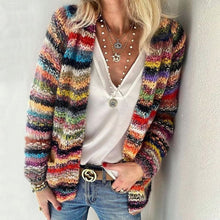 Load image into Gallery viewer, Women's Rainbow Striped Cardigan