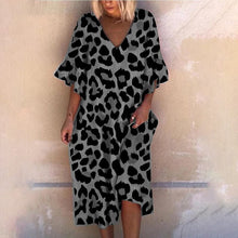 Load image into Gallery viewer, Leopard Print V-Neck Loose Dress
