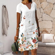Load image into Gallery viewer, Floral Print Mid-Length V-Neck Dress