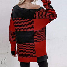Load image into Gallery viewer, Plaid Contrast Knit Sweater