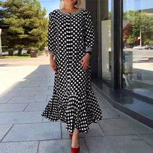 Load image into Gallery viewer, Polka Dot Long Sleeve Long Dress